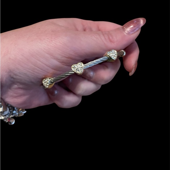 Unbranded silver and gold tone heart bracelet with crystals in the hearts - Picture 2 of 4